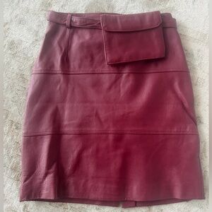 Vintage leather EXCHANGE Burgundy Mini Skirt with Pouch